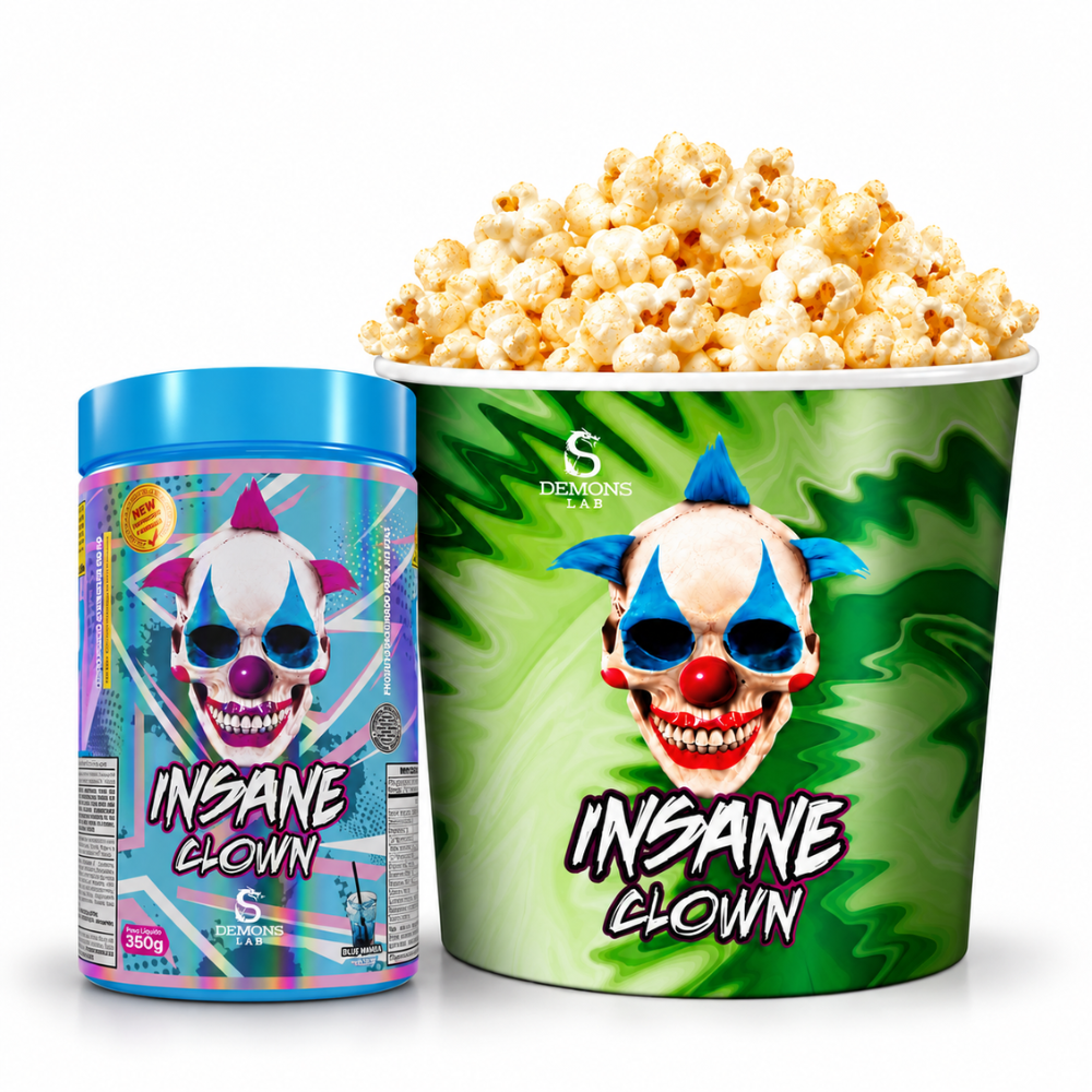 Kit Balde de pipoca + 1 pré treino insane clow 350g Demons lab