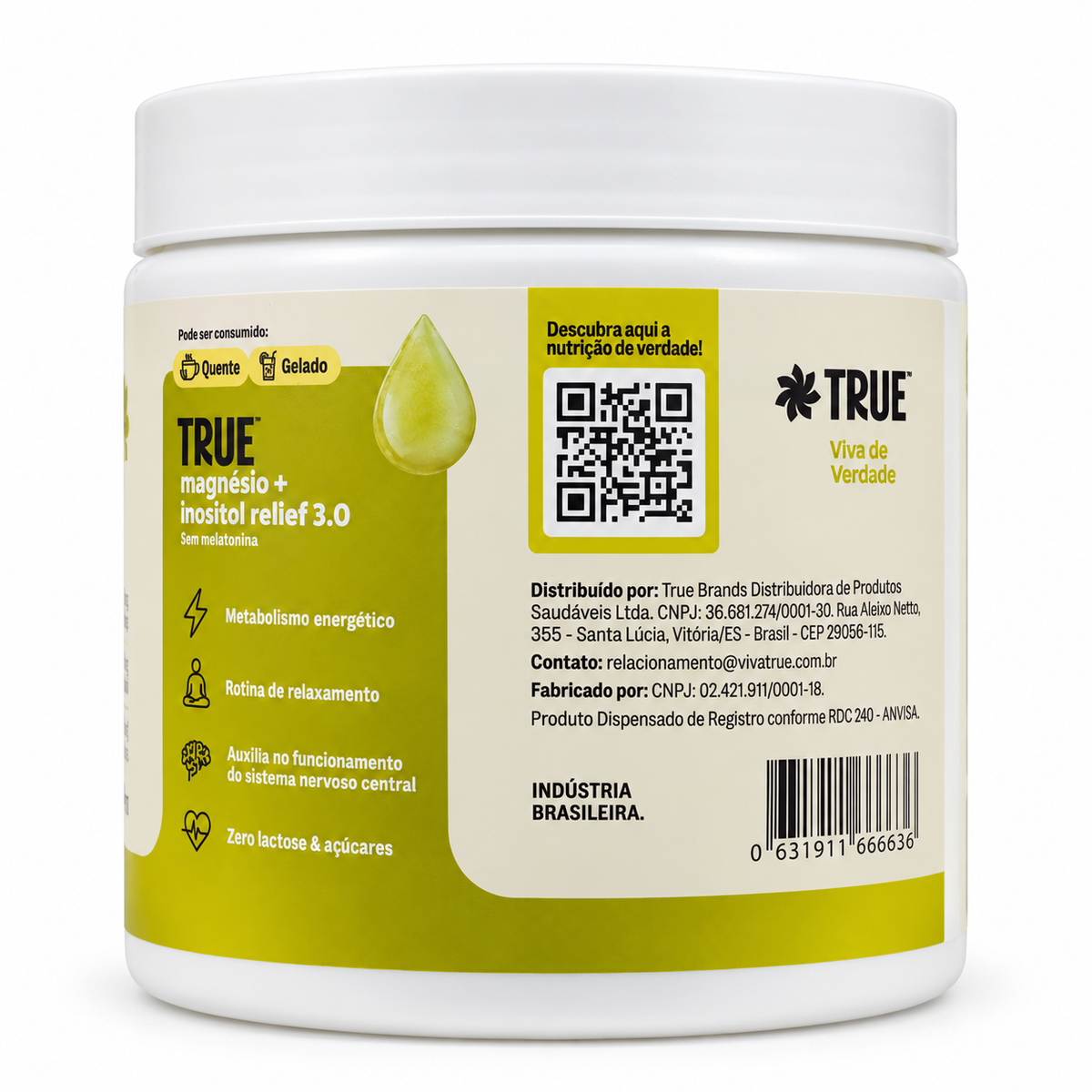 Magnesio + Inositol 3.0 350g Lemonade Sem Melatonina - True source