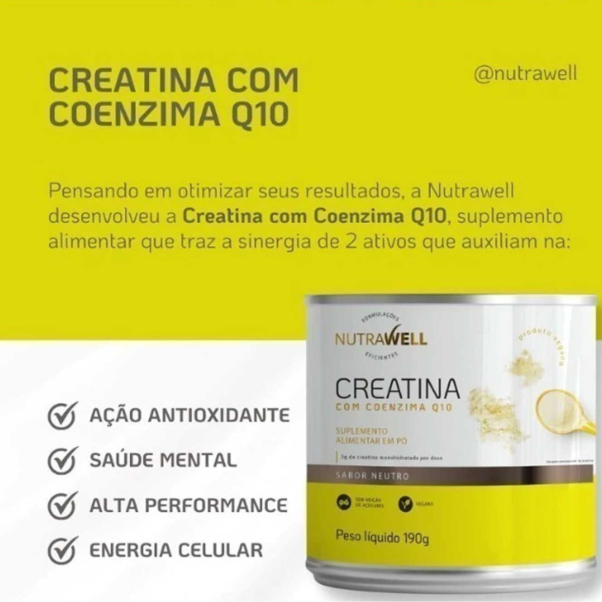 Creatina com Coenzima Q10 - Nutrawell