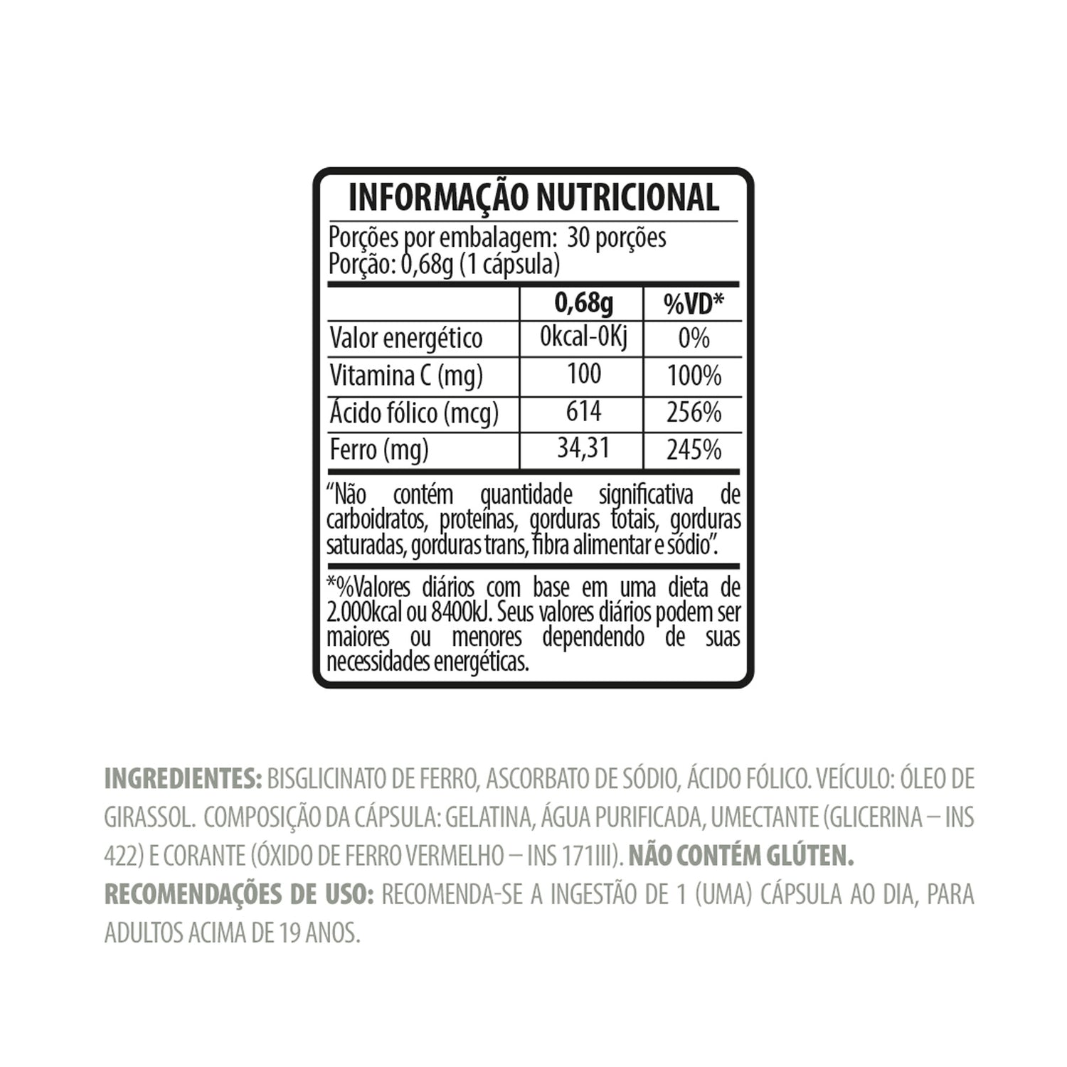Ferro - Belt Multi Ferro, Vitamina C + Ácido Fólico - BELT NUTRITION