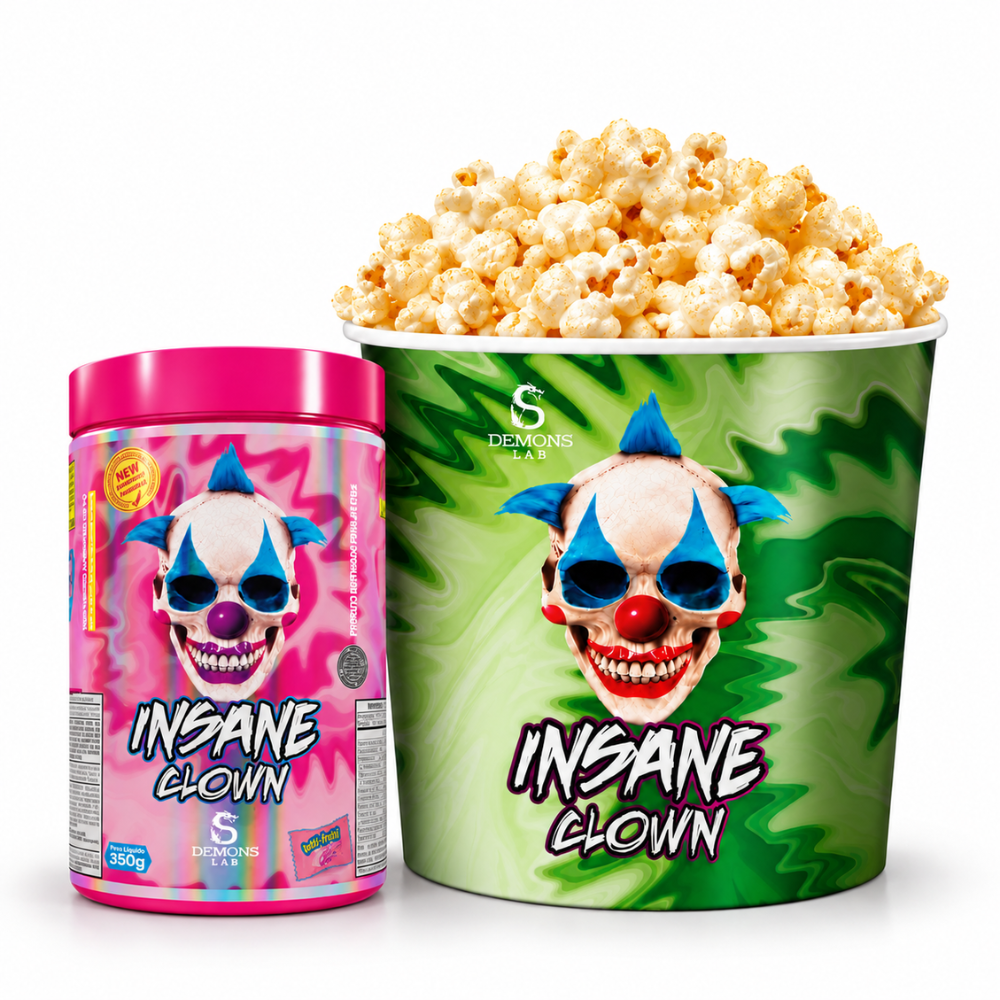 Kit Balde de pipoca + 1 pré treino insane clow 350g Demons lab
