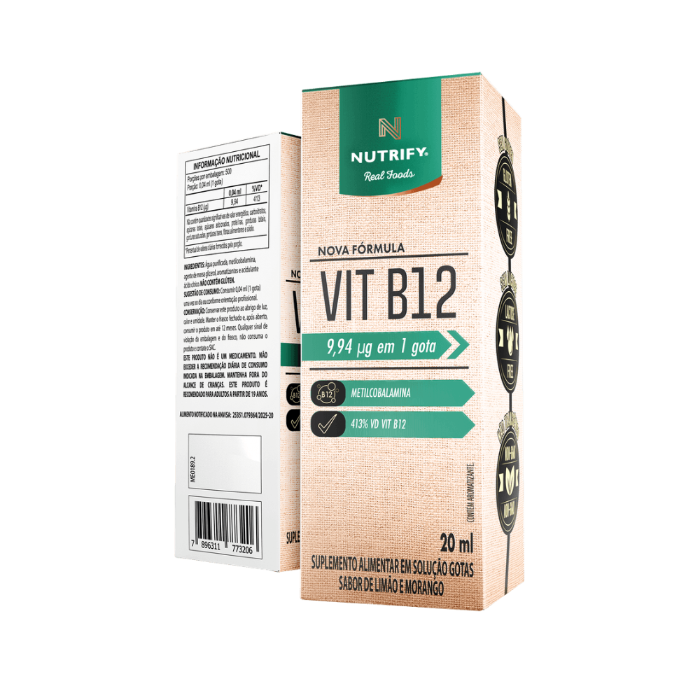 Vitamina - VIT B12 em Gotas - NUTRIFY