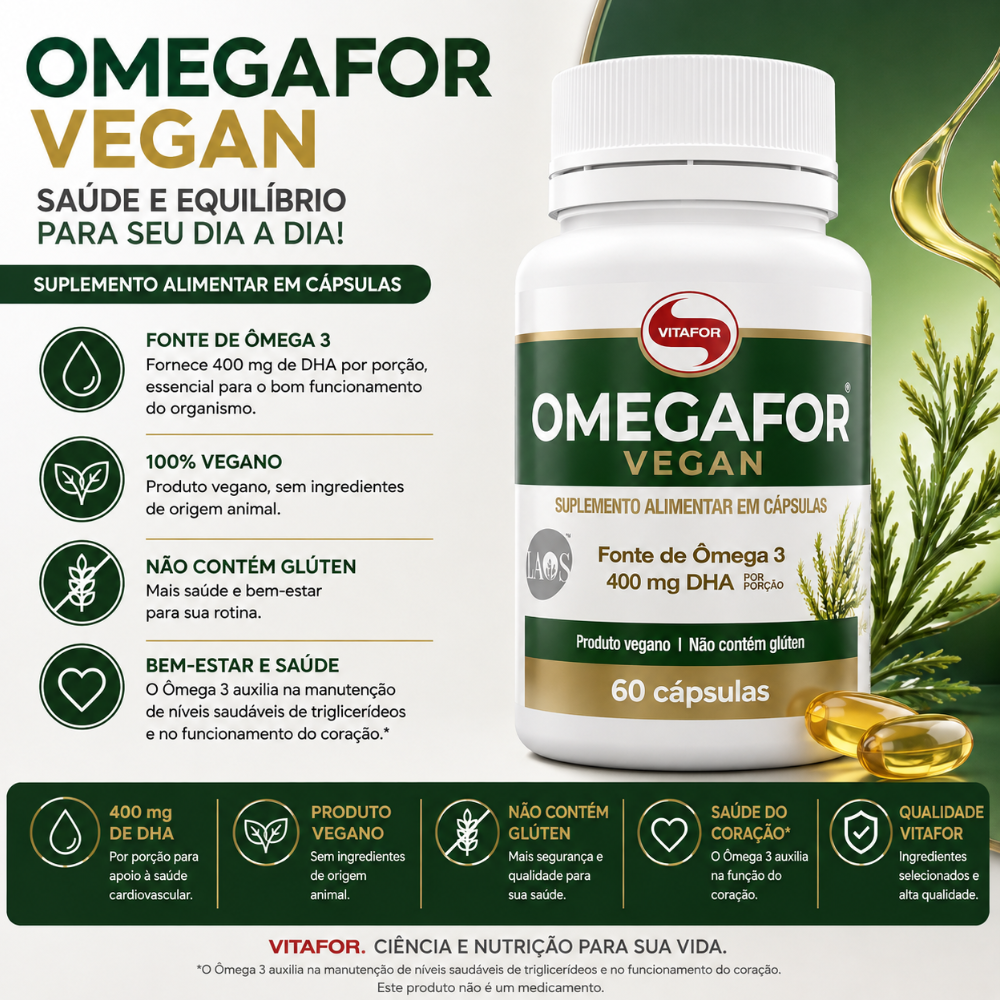 Omega 3 - Omegafor Vegan - 60 cap - Vitafor