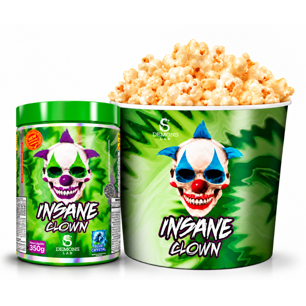 Kit Balde de pipoca + 1 pré treino insane clow 350g Demons lab