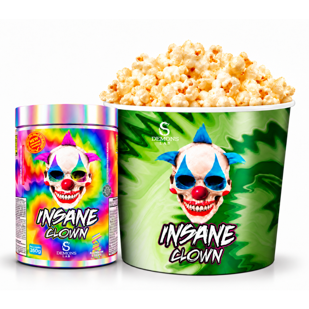 Kit Balde de pipoca + 1 pré treino insane clow 350g Demons lab