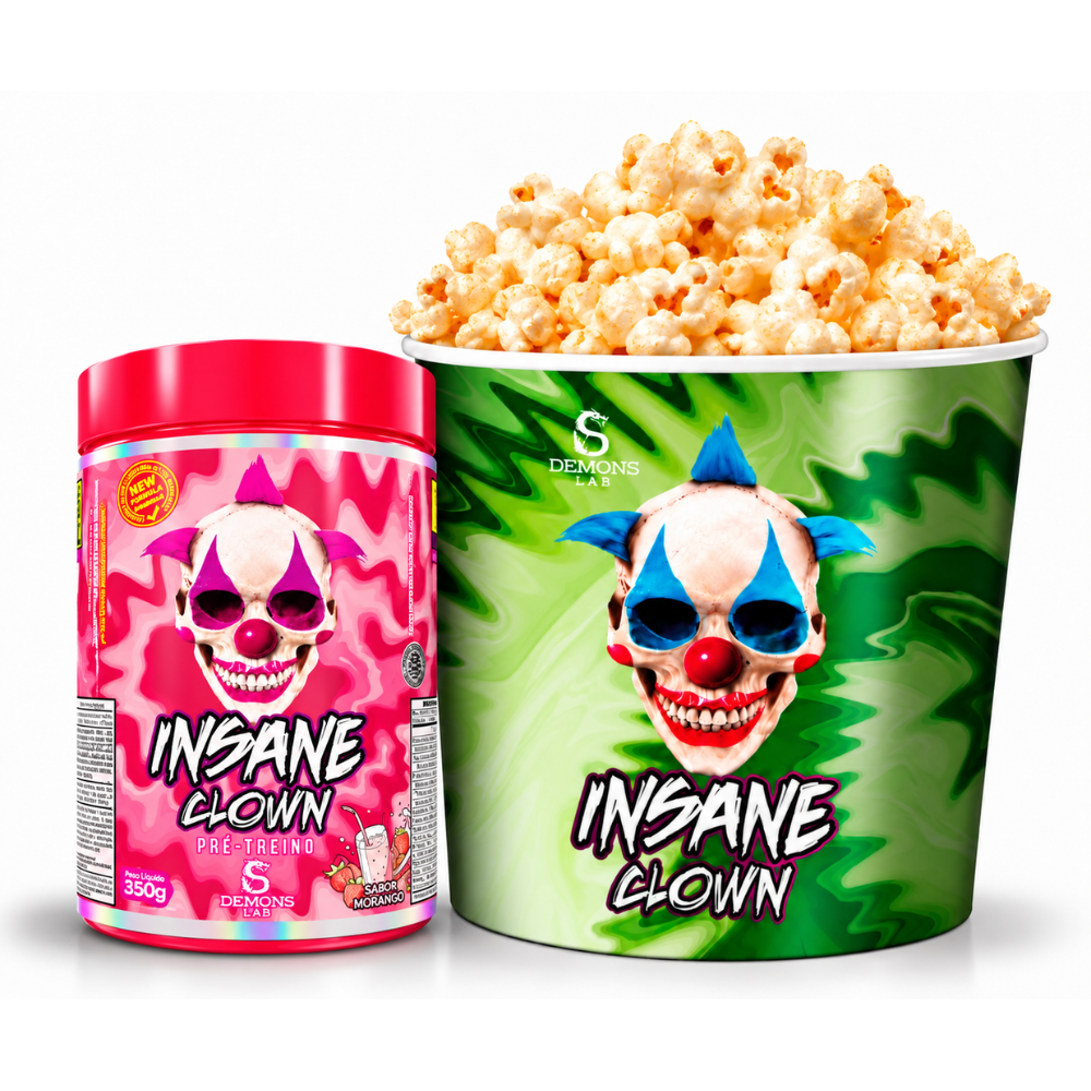 Kit Balde de pipoca + 1 pré treino insane clow 350g Demons lab
