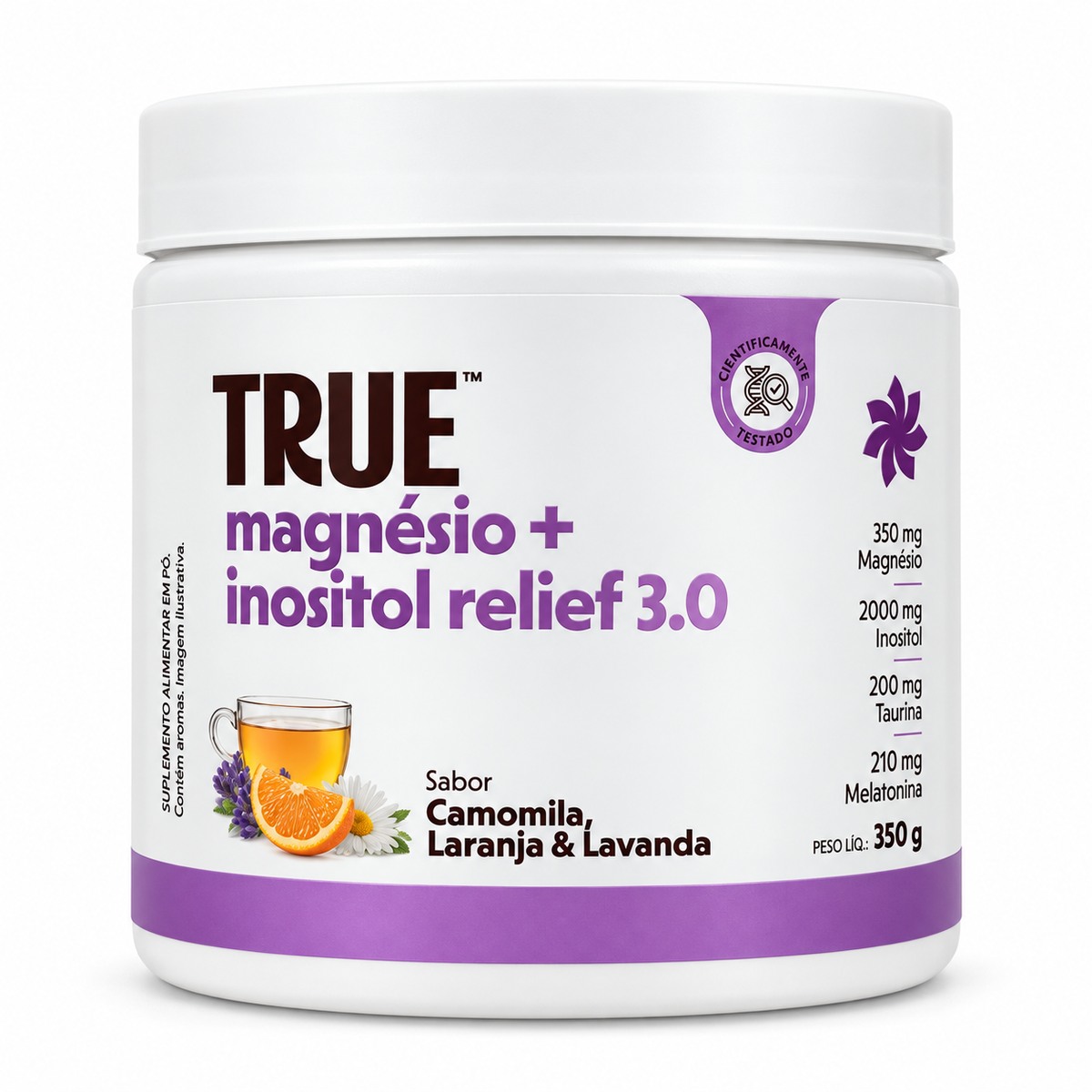 MAGNÉSIO + INOSITOL RELIEF 3.0 - 350G CAMOMILA E LAVANDA - TRUE SOURCE