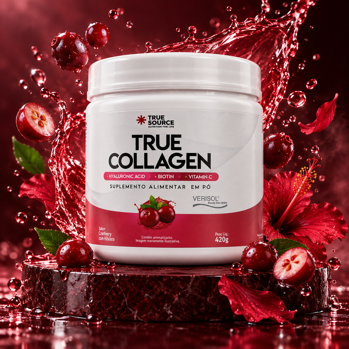 True Source - True Collagen - Cranberry Hibisco 420g
