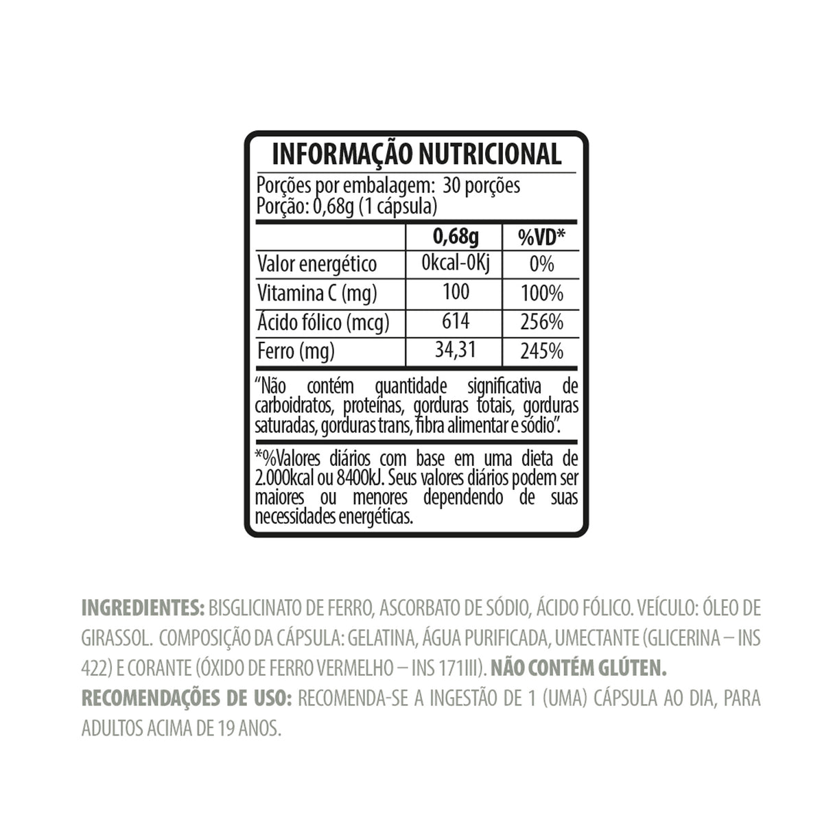 Ferro - Belt Multi Ferro, Vitamina C + Ácido Fólico - BELT NUTRITION