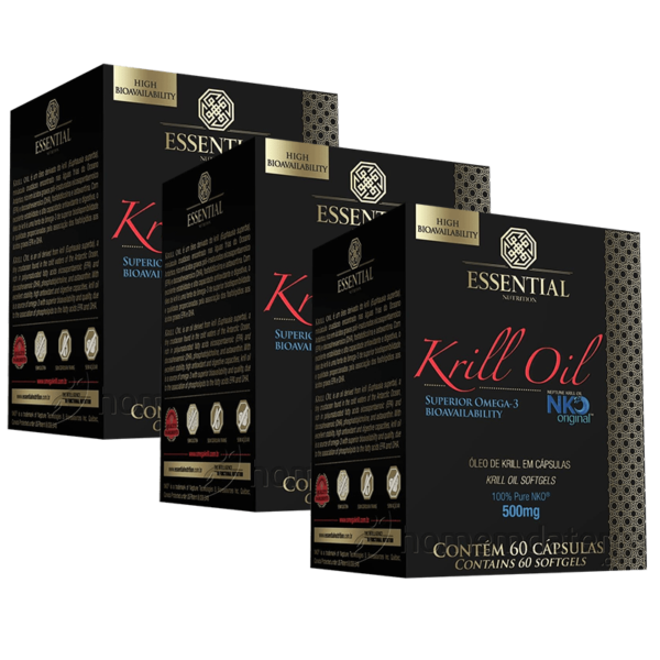 Krill Oil 60 Cápsulas de 500mg Essential Nutrition - 3 Unid.