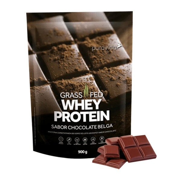 Whey Protein Grassfed Chocolate Belga 900g Puravida
