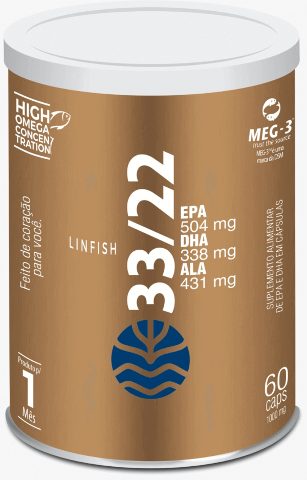 Lin Fish 33 / 22 Óleo de Linhaça e Peixe 60 Cáps de 1.000mg Vital Âtman