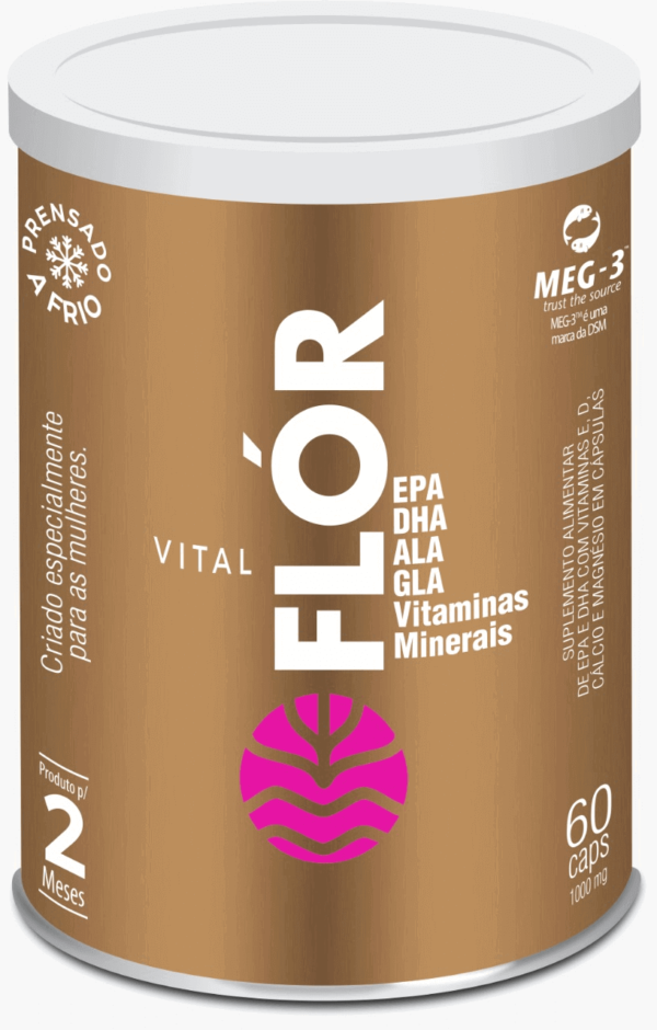 Vital Flór Óleo de Peixe Borragem e Linhaça 60 Cáps de 1.000mg Vital Âtman