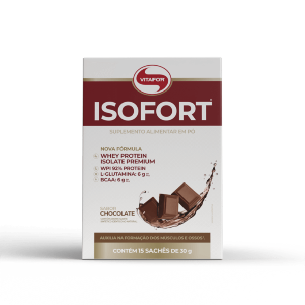 Isofort Whey Protein Isolado Chocolate 15 Sachês de 30g Vitafor